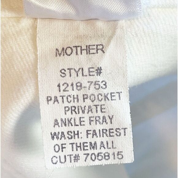 Mother Patch Pocket Private Ankle Fray Jeans White Fairest of them all 28 - Picture 10 of 12